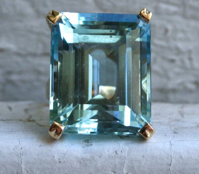 Big Rectangle Shape Rhinestone Rings For Women Aquamarin Princess Crystal Ring .