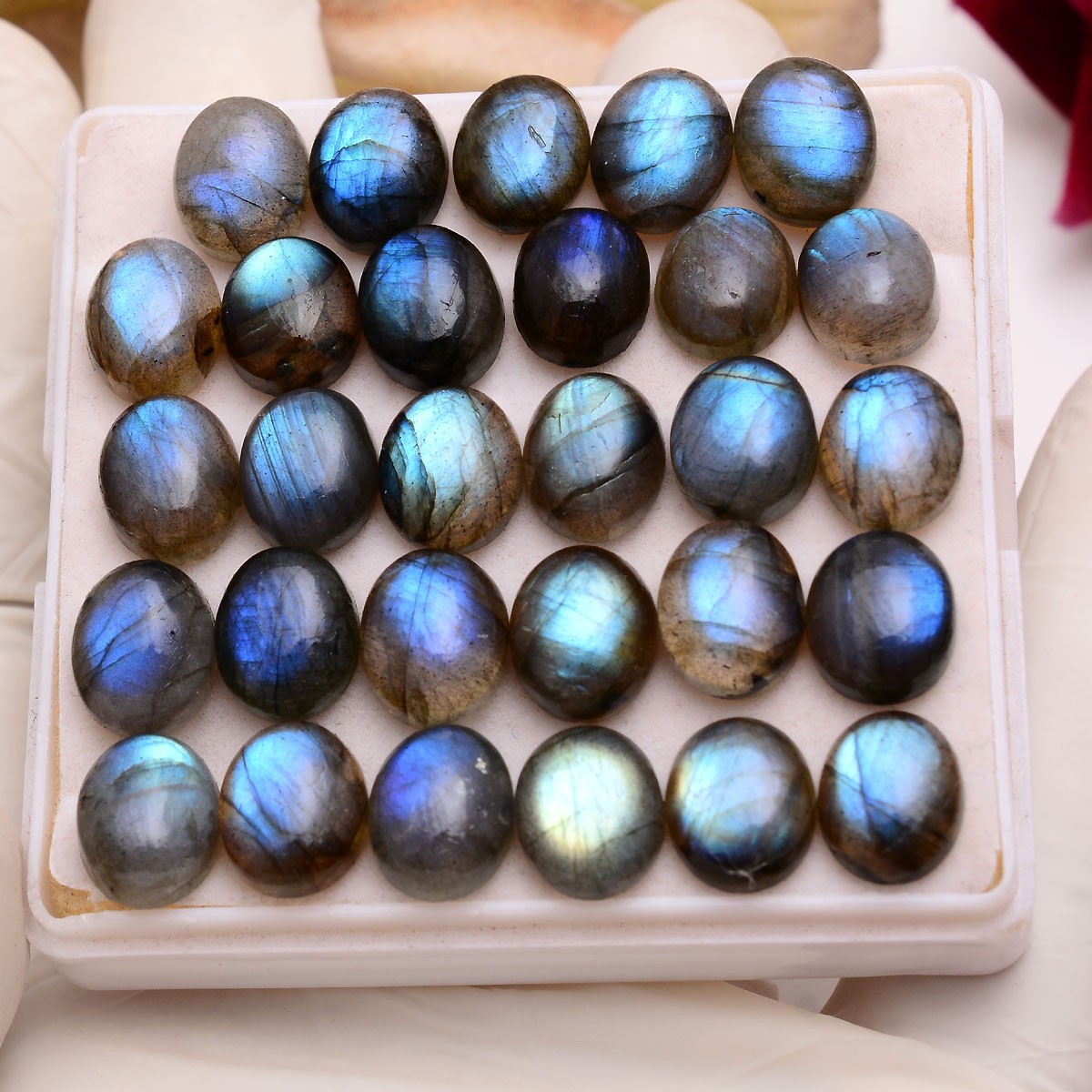 29 Pcs Natural Labradorite Blue Shine 11mmx9mm Oval Cabochon Loose Gemstones Lot