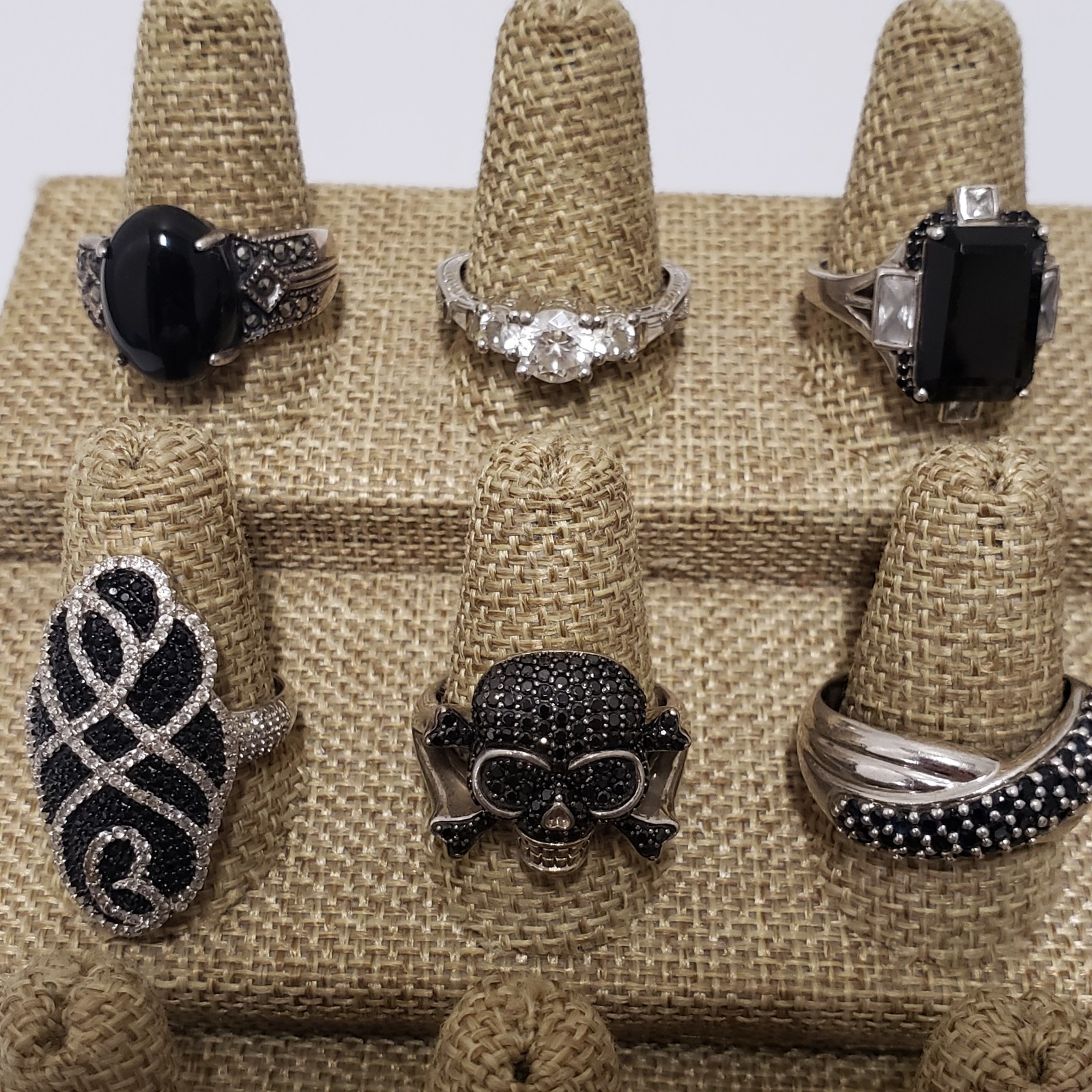 Lot of 18 Sterling Silver Multi Gemstone & Statement Rings Bands Various 10 9 8