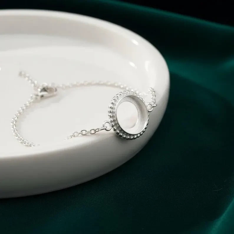 925 Sterling Silver 10mm Round Bezel Bracelet Blank DIY Resin Keepsake Handmade