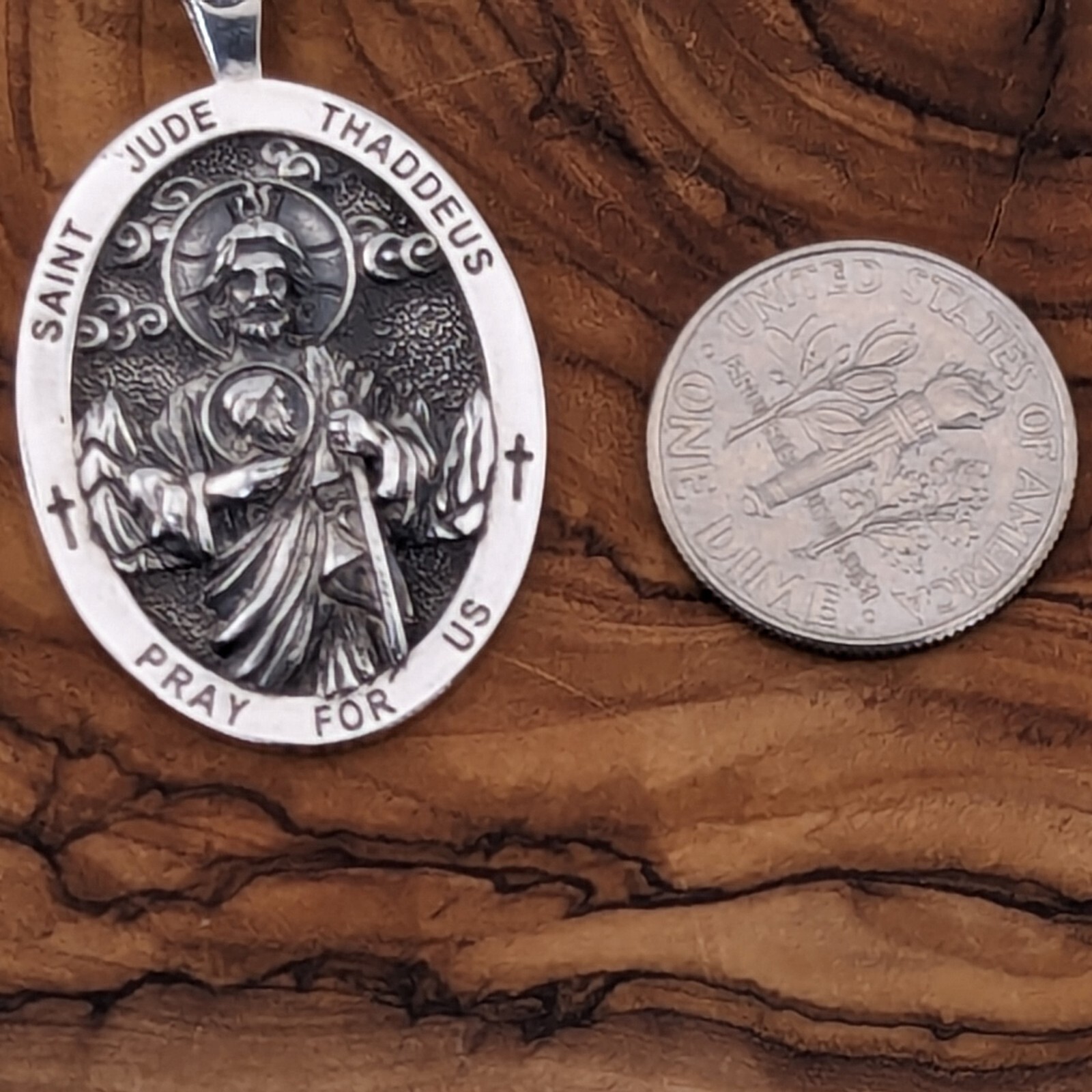925 Sterling Silver Two-Sided Saint Jude Necklace