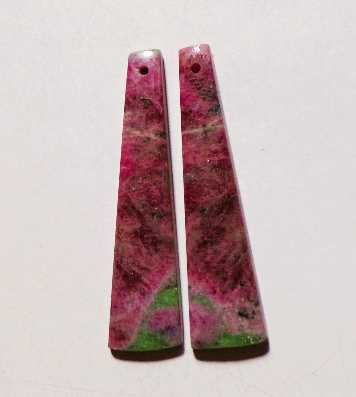 40.55 Cts Natural Ruby Zoisite Drilled Cabochon Match Pair Gemstone 45X11MM 41