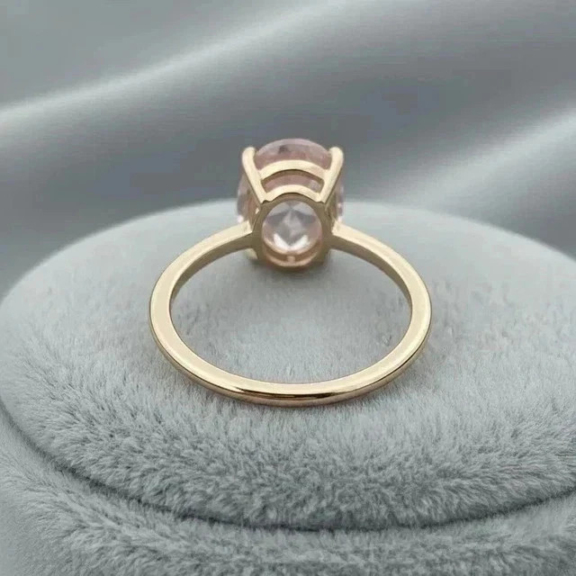 2 Ct Oval Cut Lab Created Pink Sapphire Solitaire Ring 14K Yellow Gold Plated