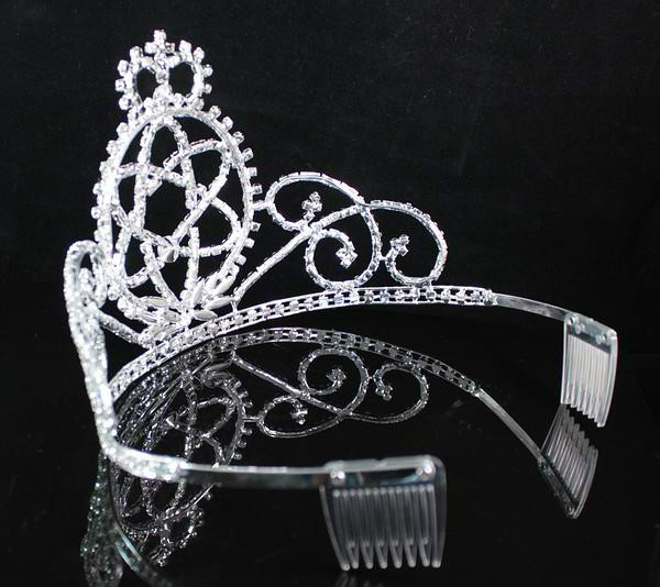 CROWN UNIVERSE PAGEANT RHINESTONE CRYSTAL TIARA WITH COMBS BRIDAL PROM T1440