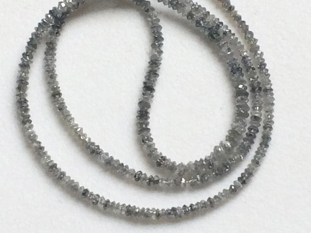 1.5-2.5mm Gray Sparkling Diamonds, Gray Faceted Diamond Saucer / Thali Beads