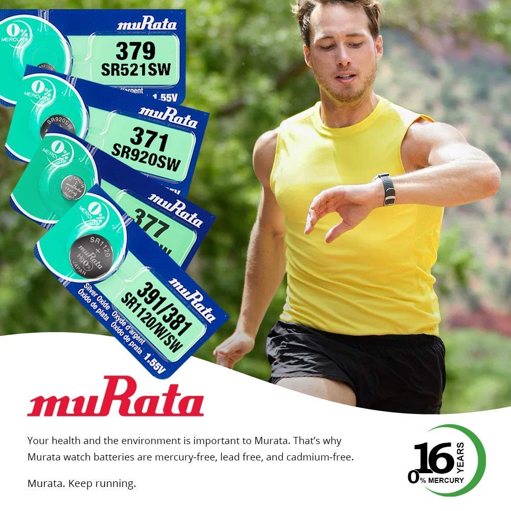 Murata 371 Battery SR920SW 1.55V Silver Oxide Watch Button Cell 100 Batteries