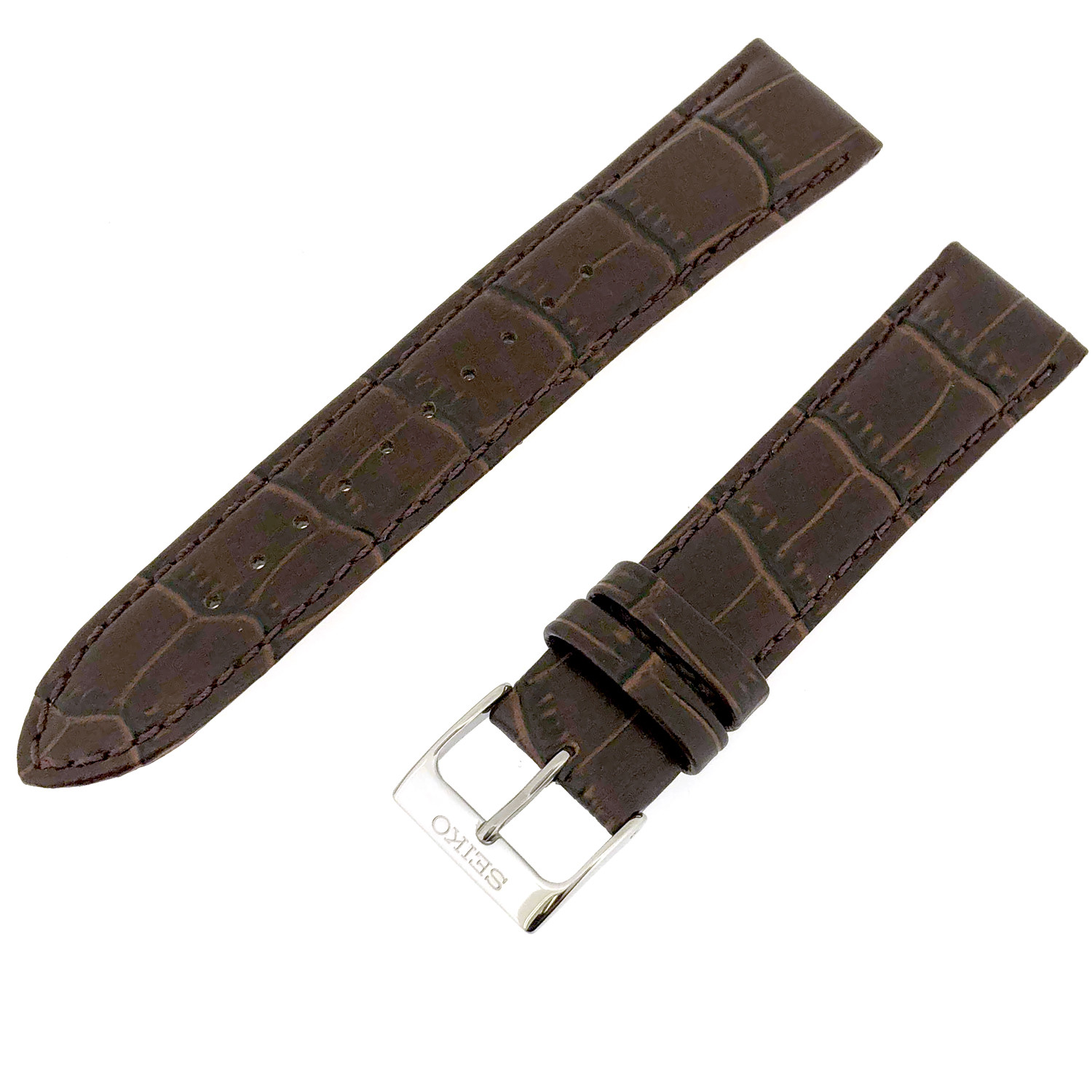 SEIKO Leather Strap Brown Black 20mm Factory Original Watch Band spring bars