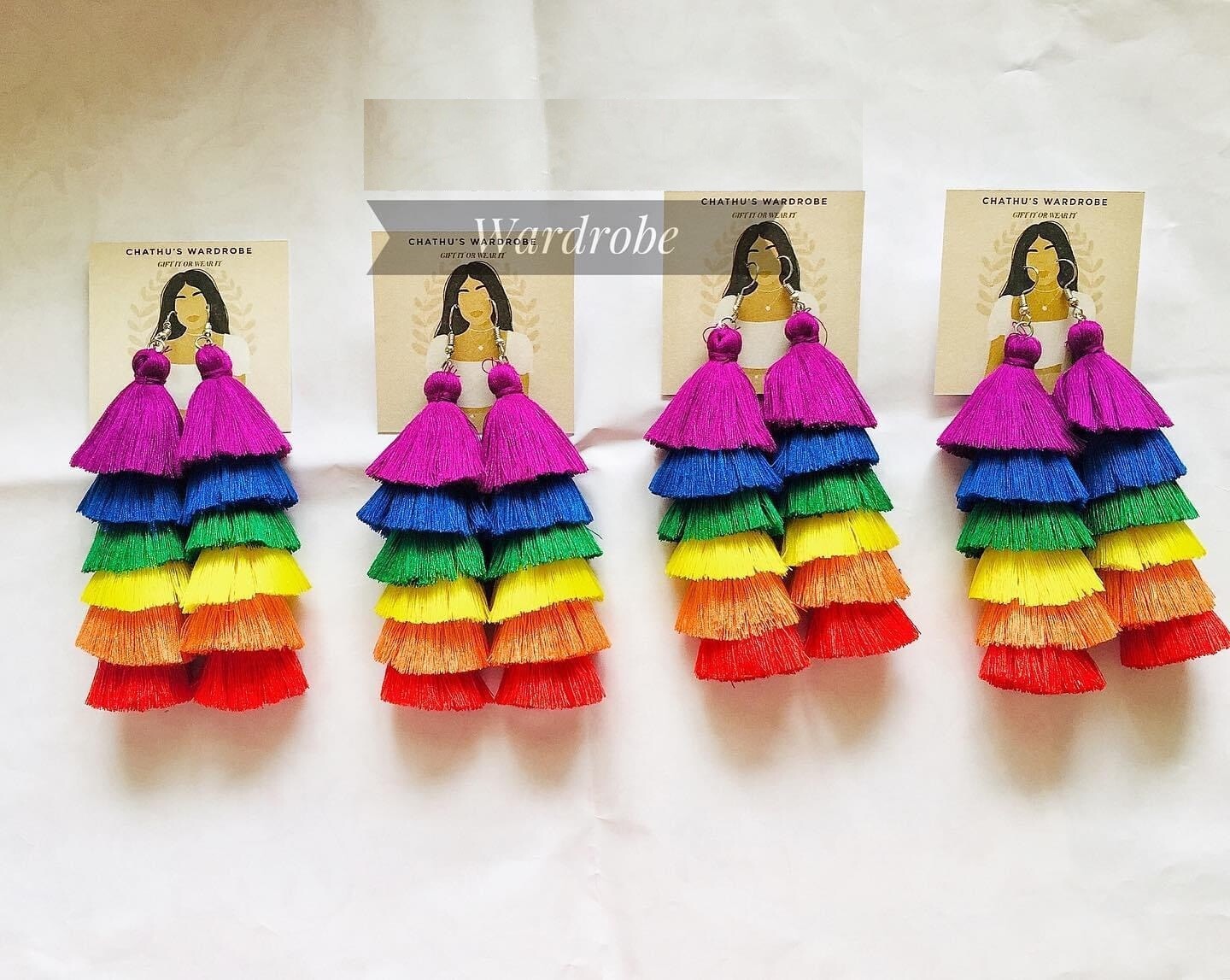 Women Macramé Bohemian Long Tassel Dangle Vintage Thread Earrings Rainbow Colors