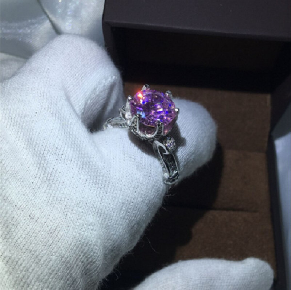 2.30Ct Round Lab-Created Diamond Flower Engagement Ring 14K White Gold Finish