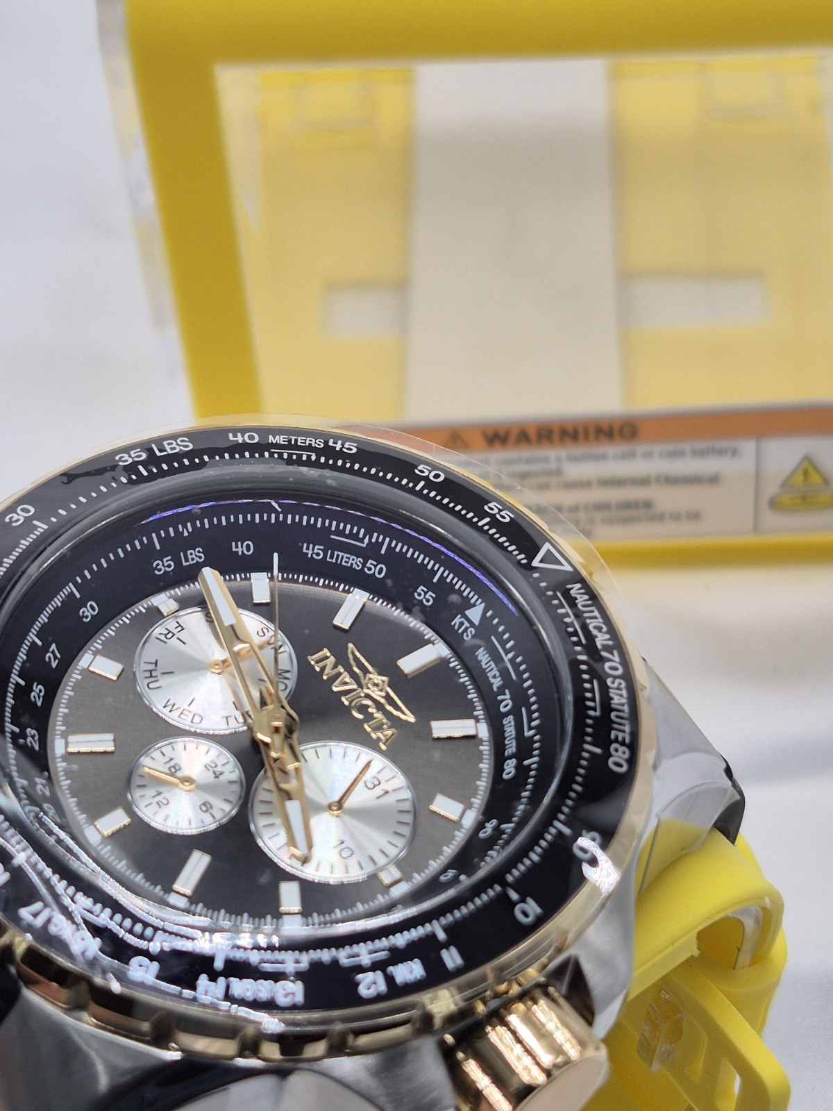 Invicta Nautical Men’s Quartz Chronograph Date 52mm Black Dial Rubber Strap
