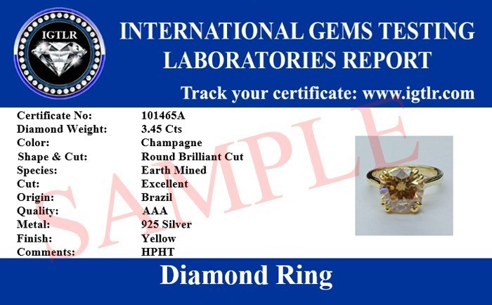 8.10 Ct Certified Treated Champagne Diamond Men’s Ring, 925 Silver Great Shine