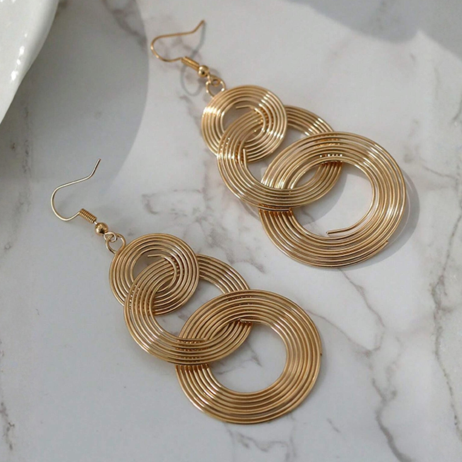 Multi-Layer Big Circle Hoop Drop Earrings Vintage Geometric Metal Dangle Women