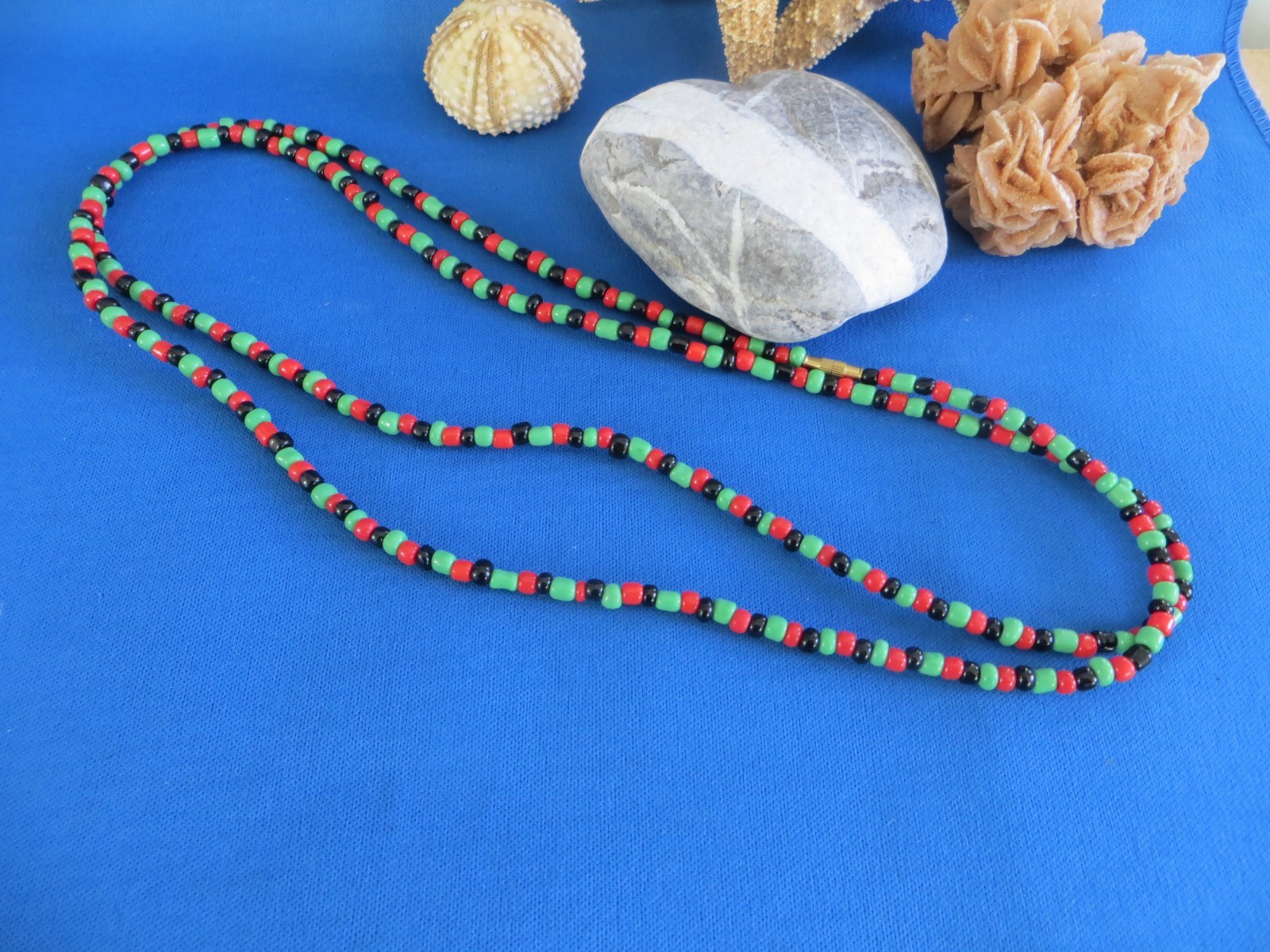 Kenya African Ethnic Jewelry HAND-CRAFTED GLASS BEAD Festival Necklace B