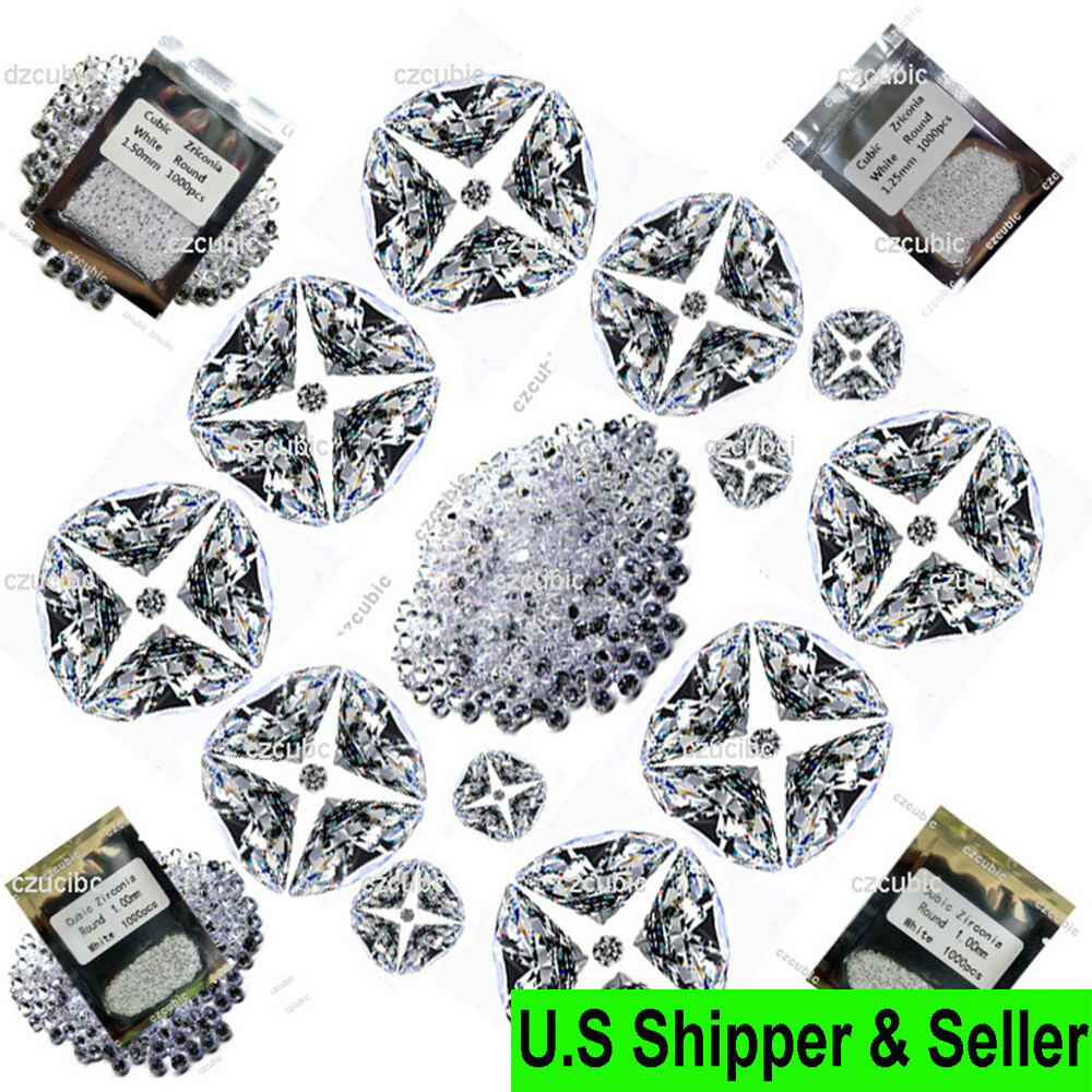 1000 PCS ROUND CUBIC ZIRCONIA STONES GREAT QUALITY 0.70 – 3.00 MM SHIP IN US NO4