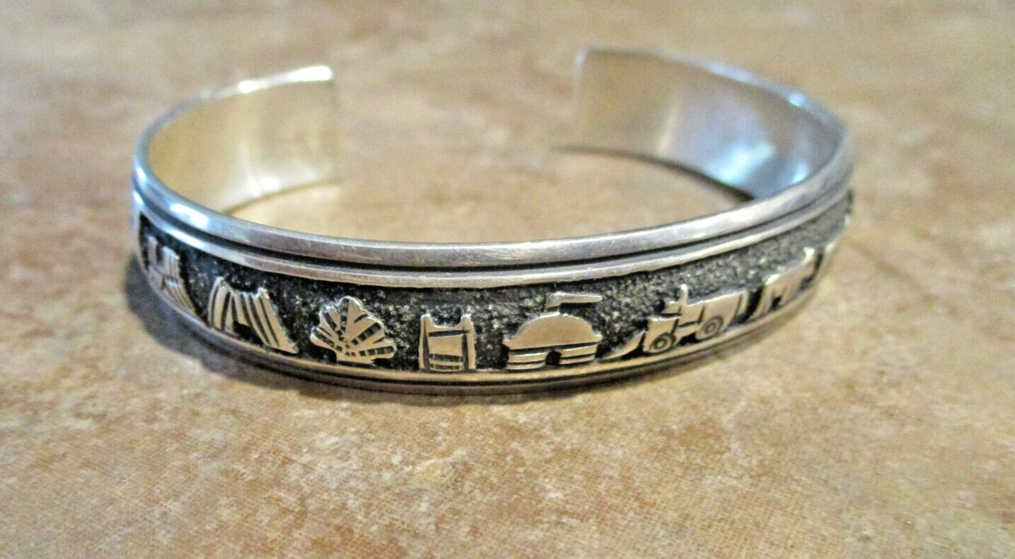 EARLY TOMMY SINGER (D.) Navajo Sterling Silver SOUTHWESTERN STORYTELLER Bracelet