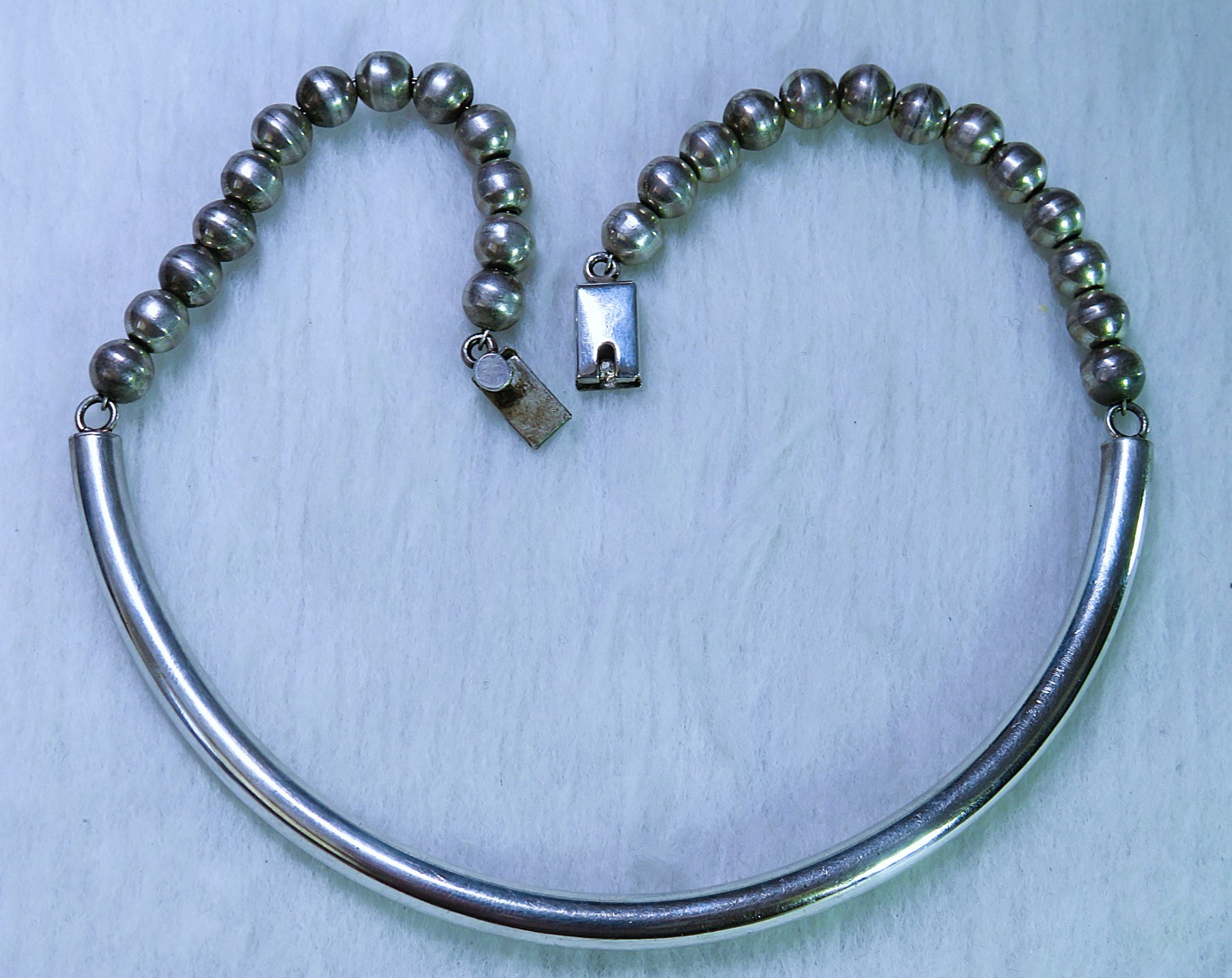 sterling silver ball bead and Bar Tube choker