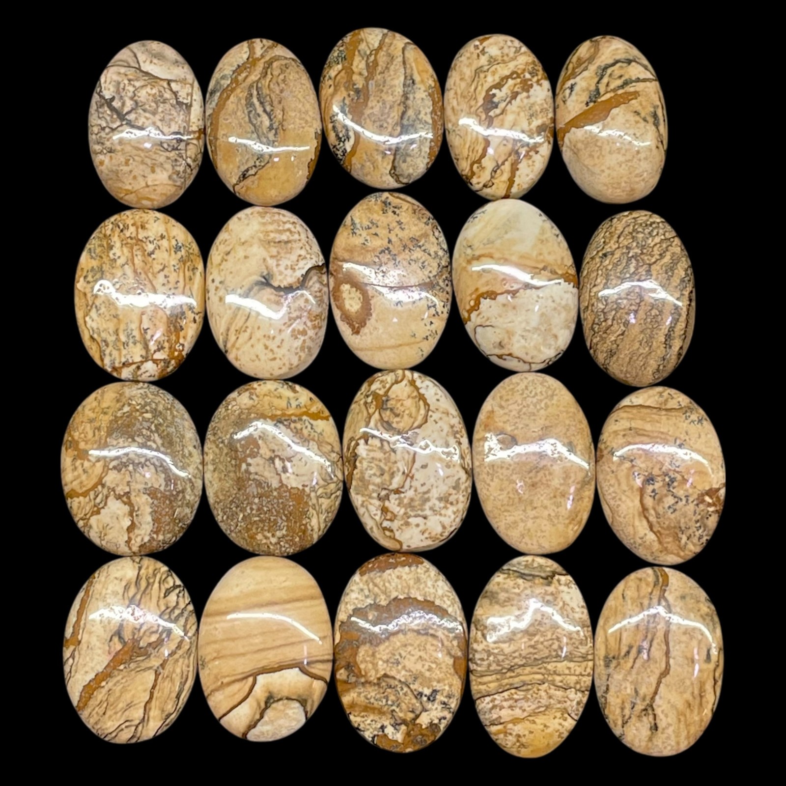 20 Pcs Natural Picture Jasper Cabochon Lot 25-29mm Loose Untreated Gemstones