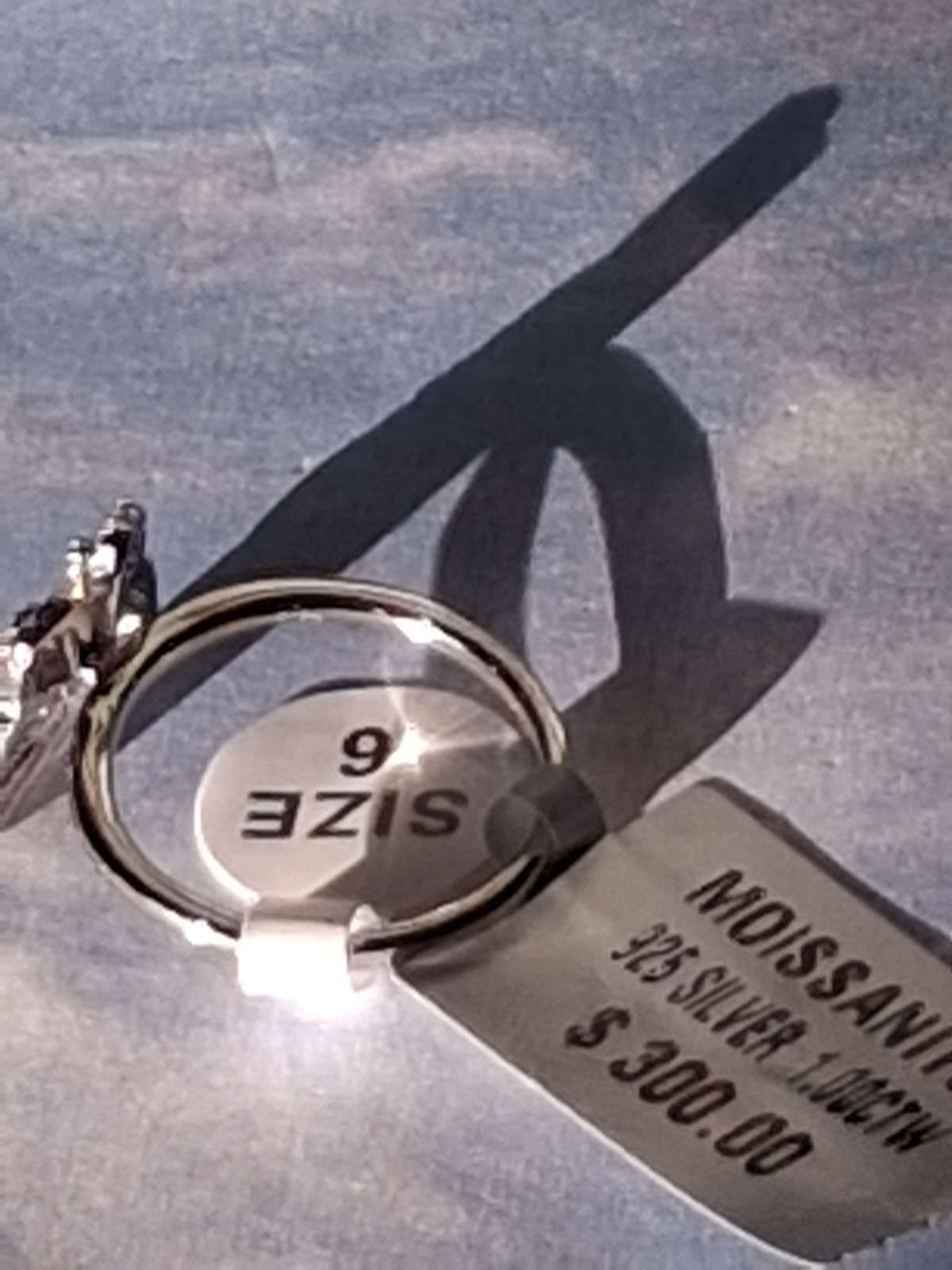 1ctw Moissanite Butterfly Ring In Rhodium Platinum Plate .925 Ster. Silv. Sz 6