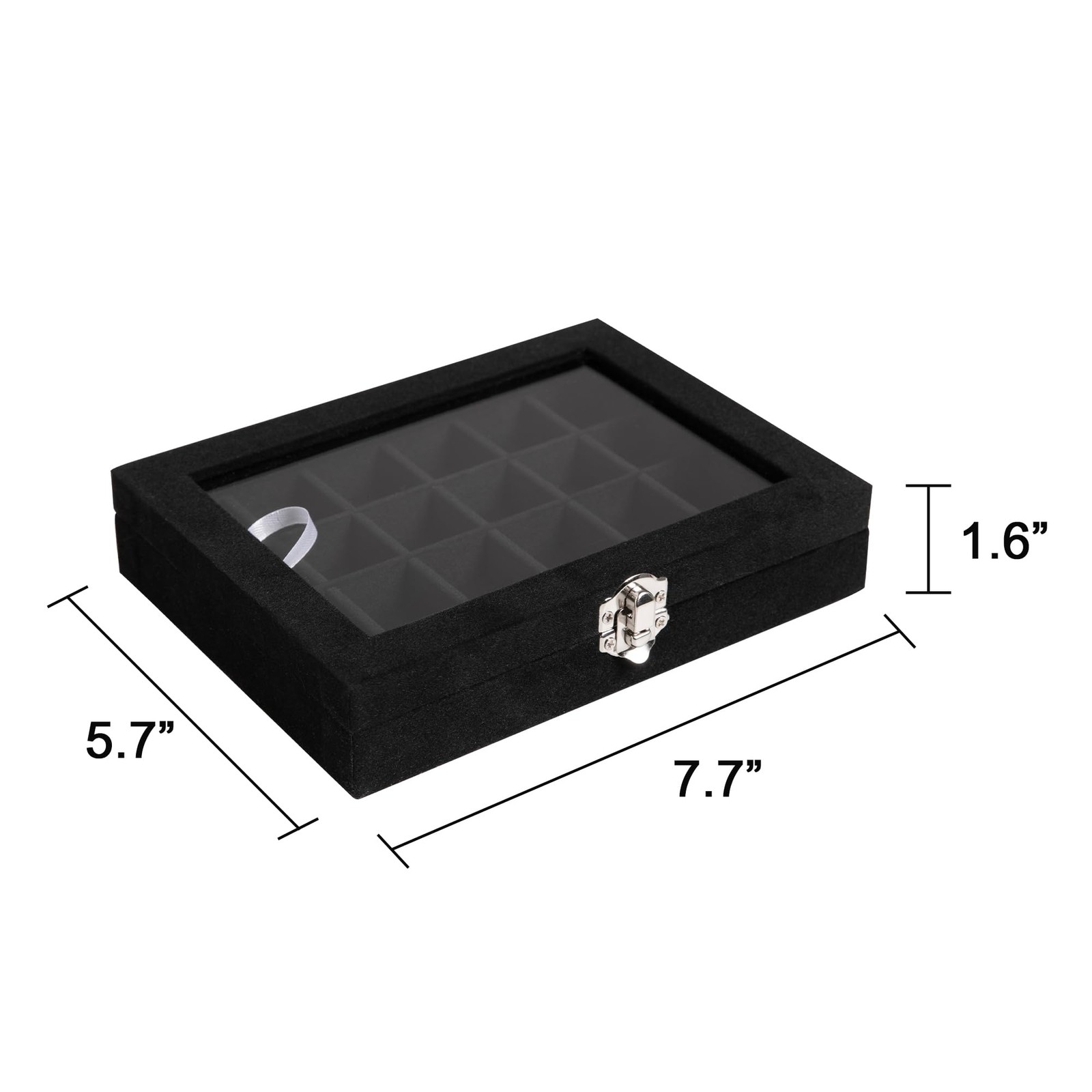 24 Grid Jewelry Tray Velvet Stud Earring Organizer with Clear Lid for Women