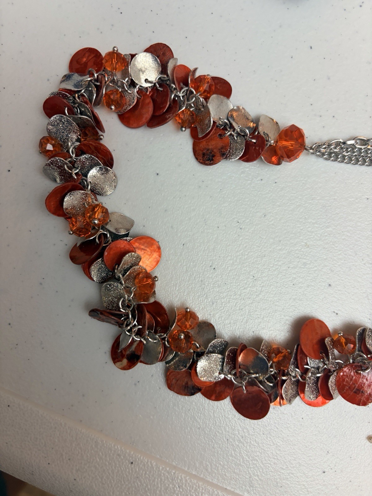 Multi-Strand Sequin and Faceted Bead Fashion Necklace