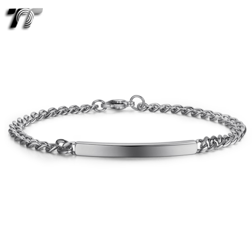 Quality Mens Womens TT 5mm Stainless Steel ID Bracelet 19.5/21.5cm (BBR232) NEW