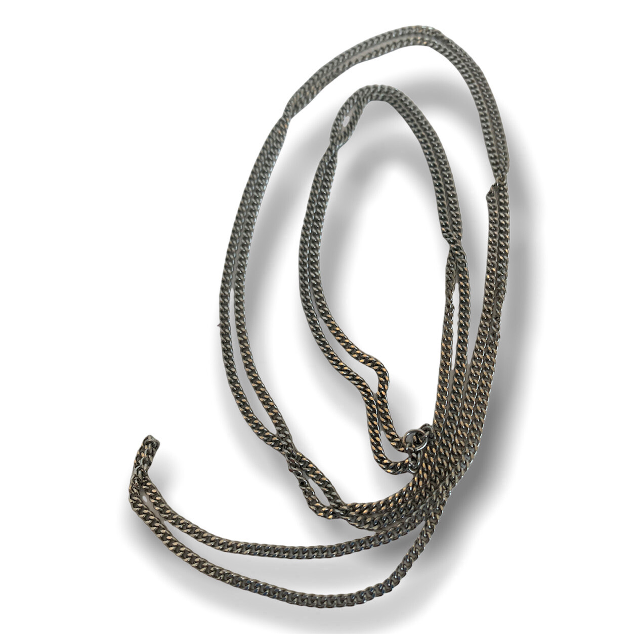 Silvertone Plain Chain Necklace Overhead No Clasp 40″