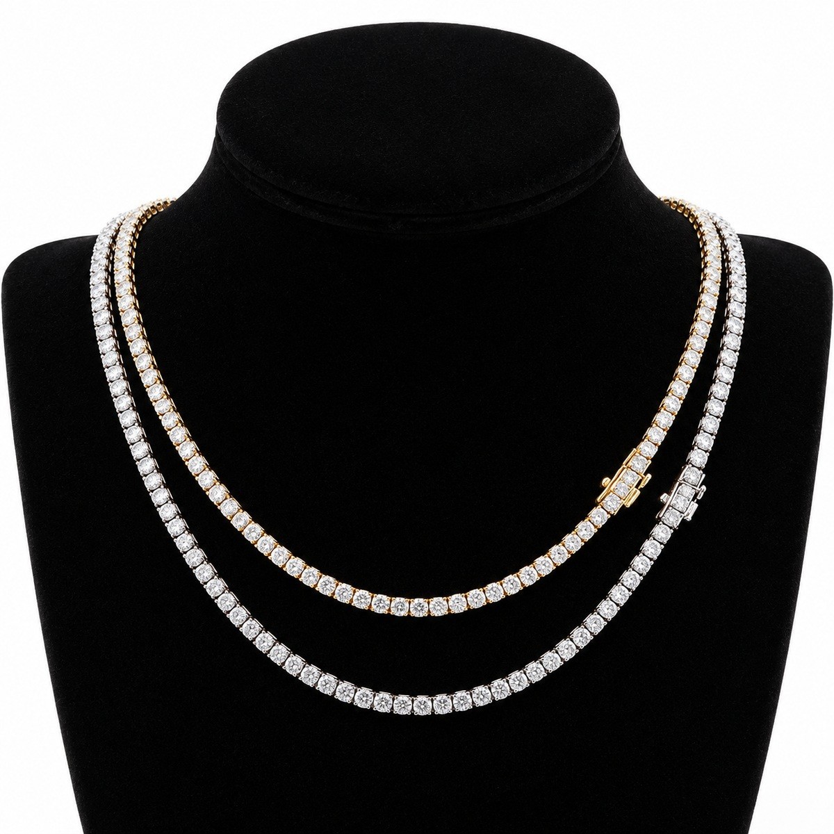 13.00 Ct Lab Grown Diamond Tennis Necklace 14k White Gold E F VVS 17 Inch