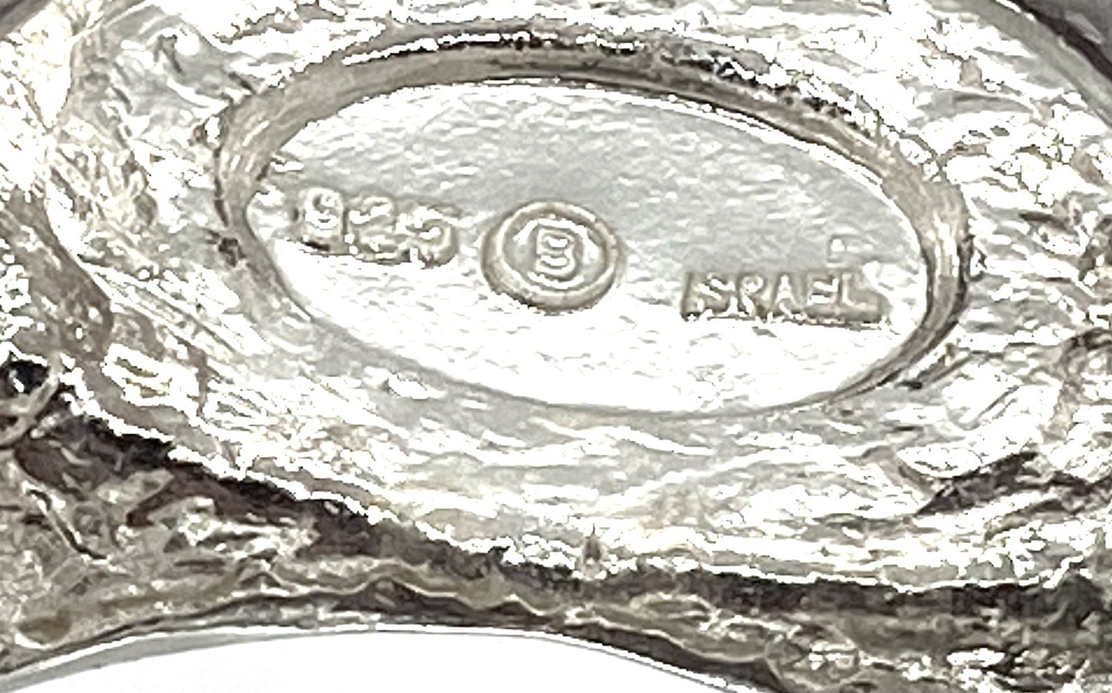 Israel Hammered Sterling Silver / 925 Blue Stone Ring Size 10