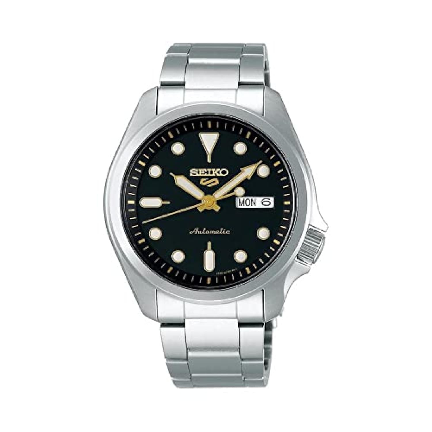 Seiko Men’s 5 Automatic Black Dial Stainless Steel Watch – SRPE57K1 NEW