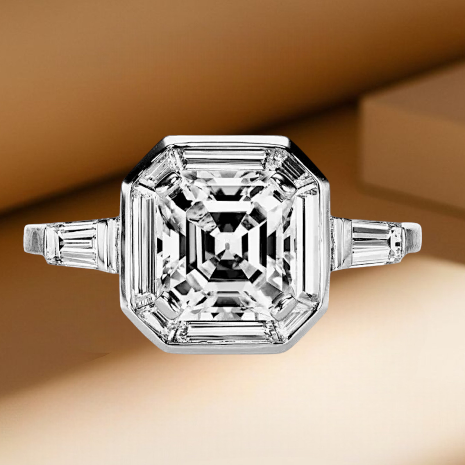 IGI Certified Lab Grown 5.80 CT Asscher Cut Diamond Engagement Ring 950 Platinum