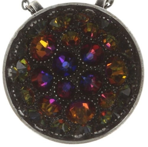 Necklace Pendant Orchid Hybrid Brown / Orange crystal volcano medium Silver Oran
