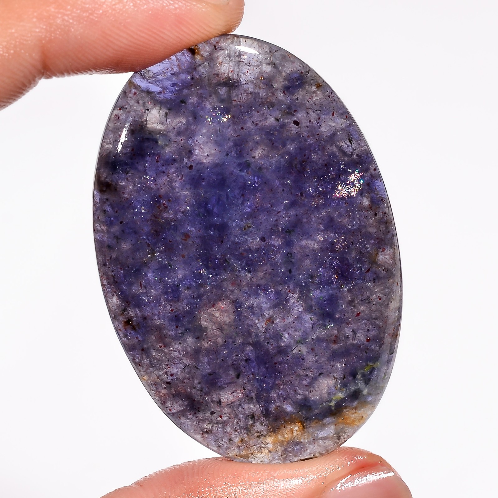 75.50 Cts 100% Natural Stunning Iolite Sunstone Oval 52X33X5MM Cabochon Gemstone