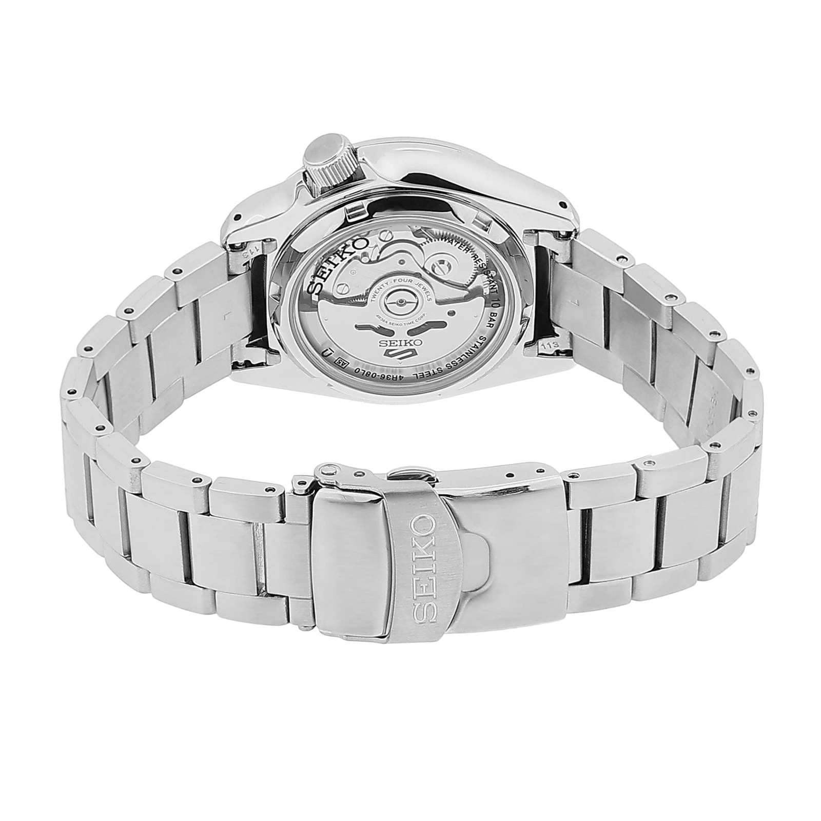 Seiko Men’s 5 Automatic Black Dial Stainless Steel Watch – SRPE57K1 NEW