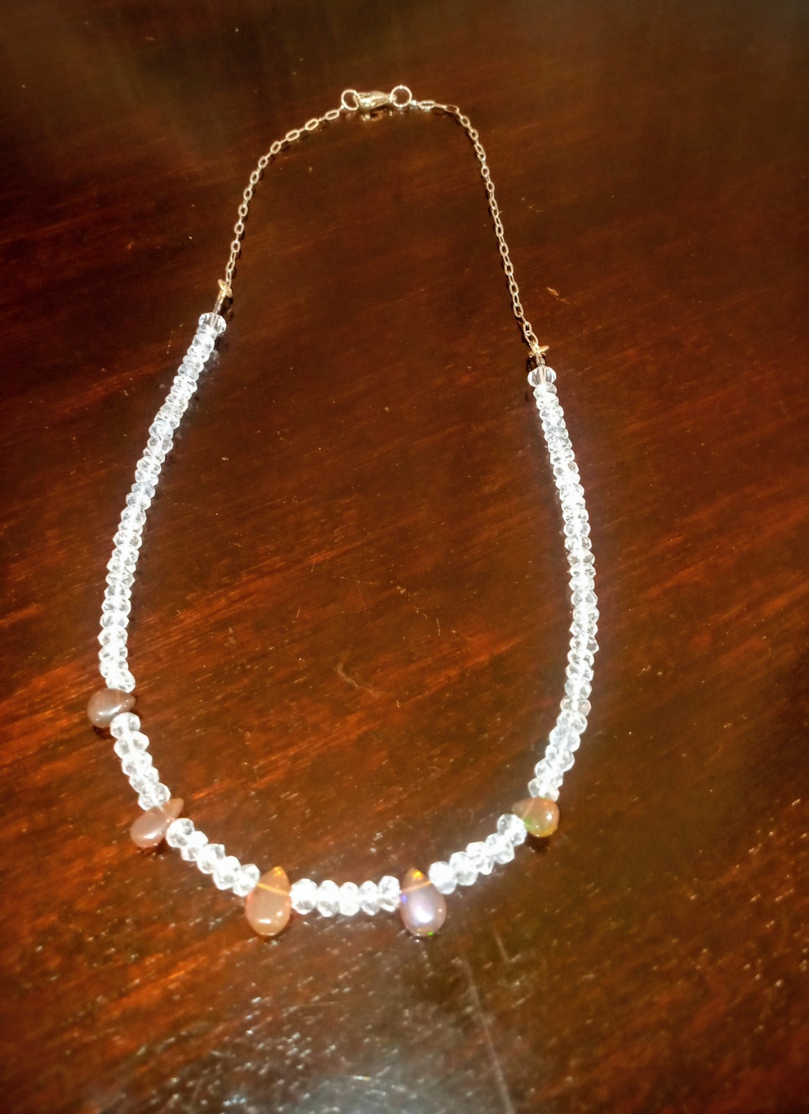 Roundelle Faceted Aquamarine & Ethopian Opal Necklace ~ New ~ Handmade