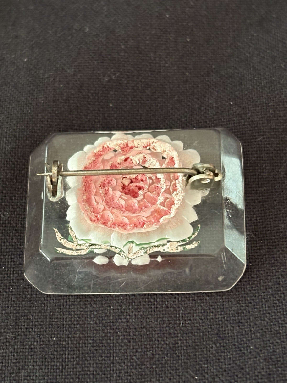 Reverse carved Lucite Flower Brooch