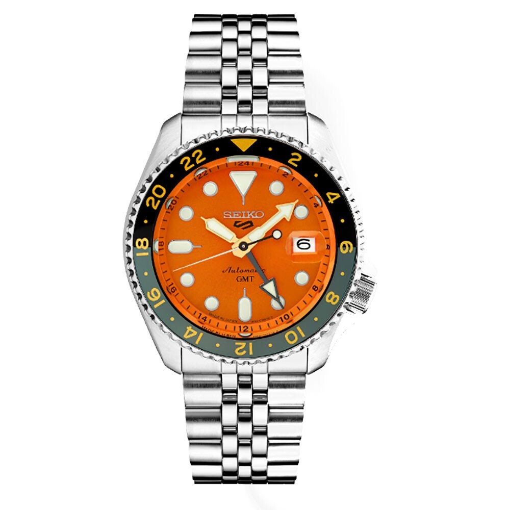 Seiko 5 Sports SKX Sports Style GMT Series 42.5mm Men’s Watch – Orange Dial