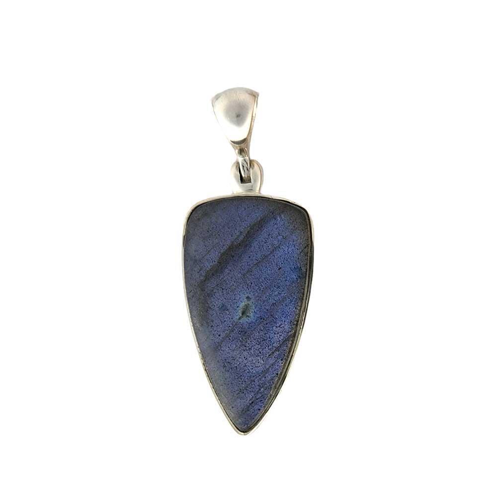 Triangular Shaped Gray Blue Flash Labradorite Sterling Silver Pendant Jewelry