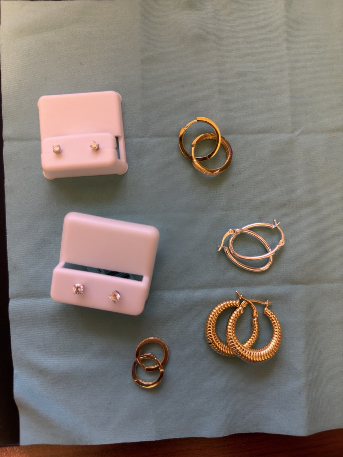 Lot Of 925 Sterling Silver Earrings, Moissanite Studs, Huggies Etc