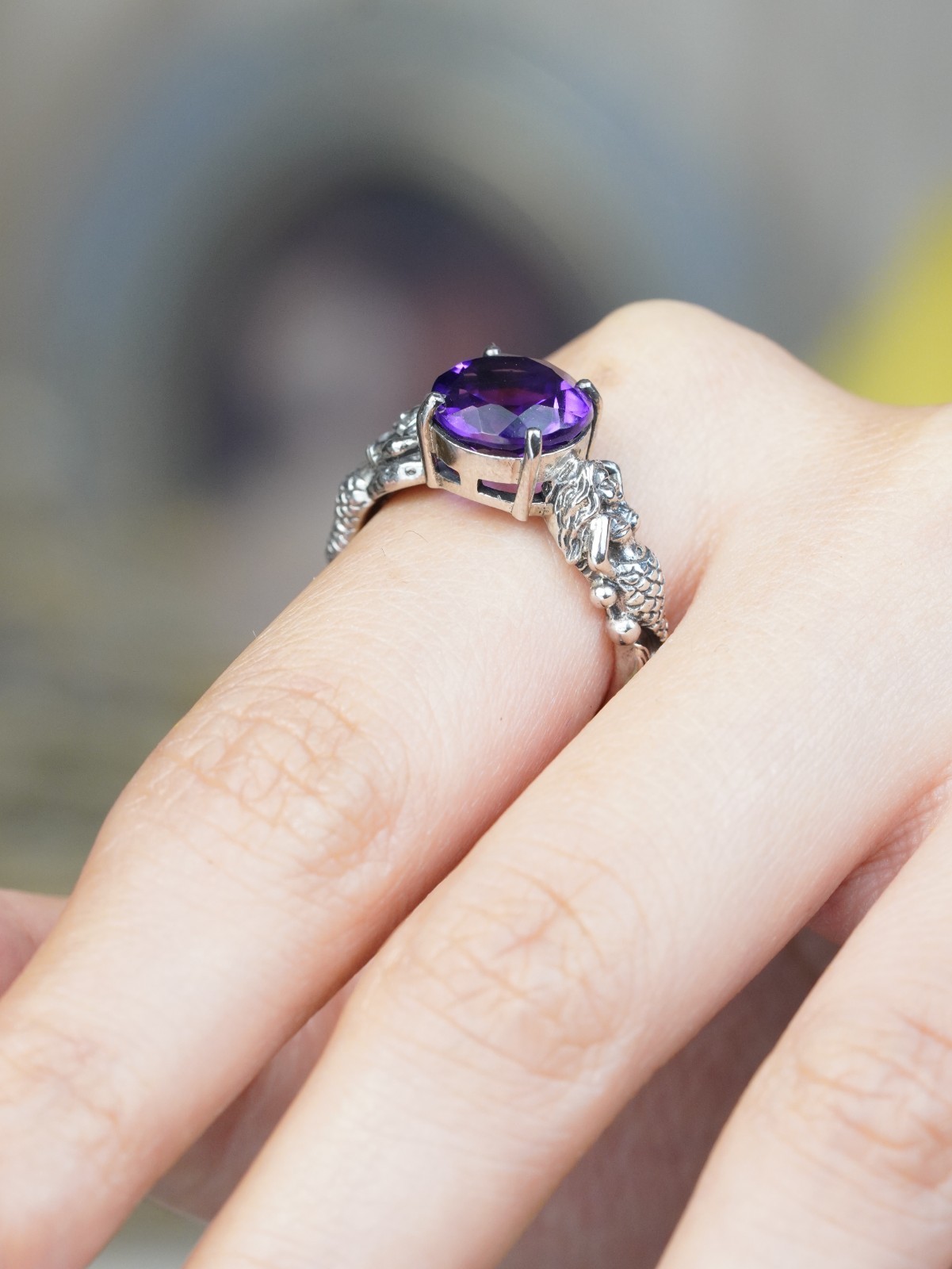 Silver925 Natural Amethyst Filigree Ring