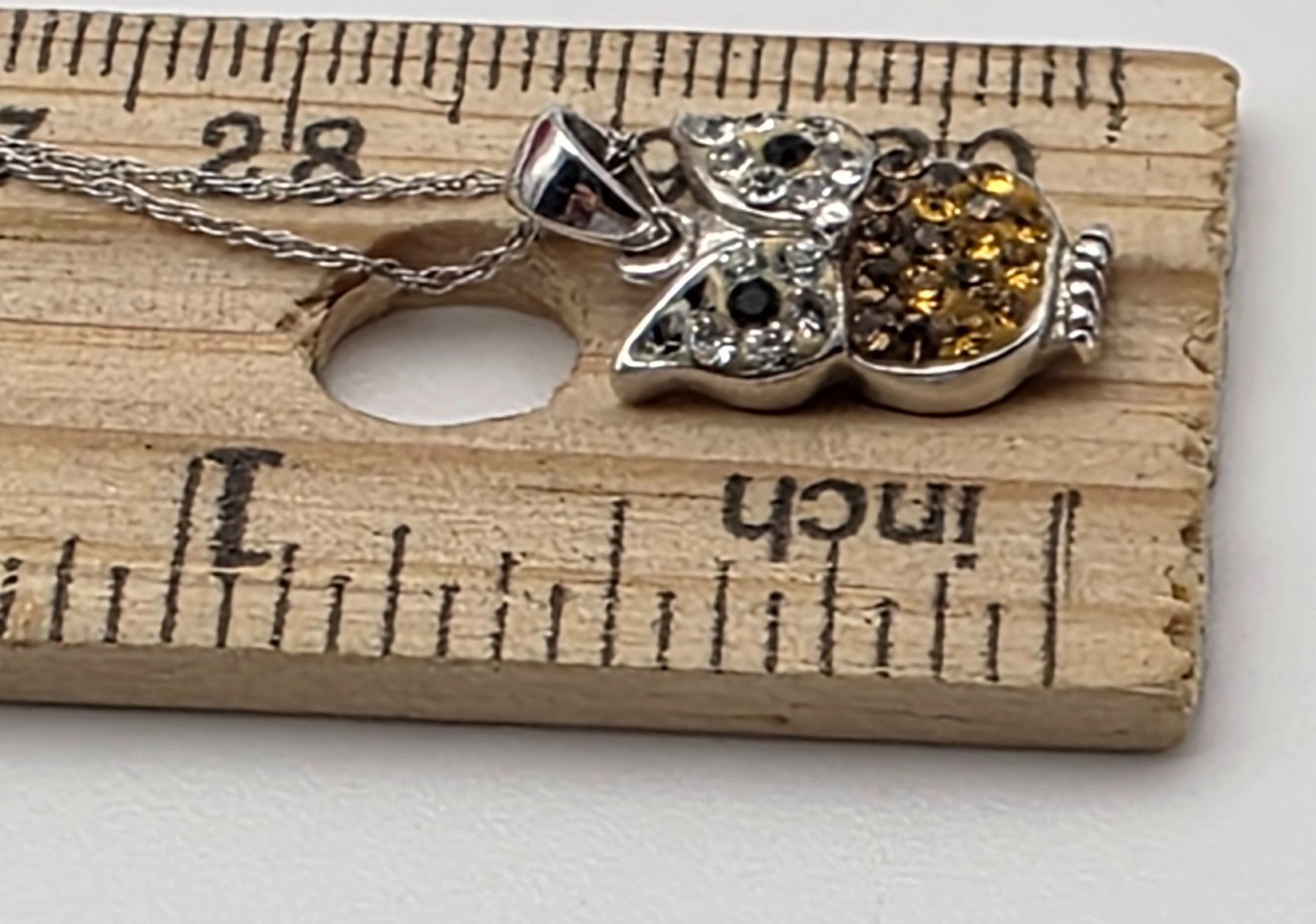 Sterling Silver Midas Turkey 925 Multicolor Crystal Owl Necklace 18″ Vintage