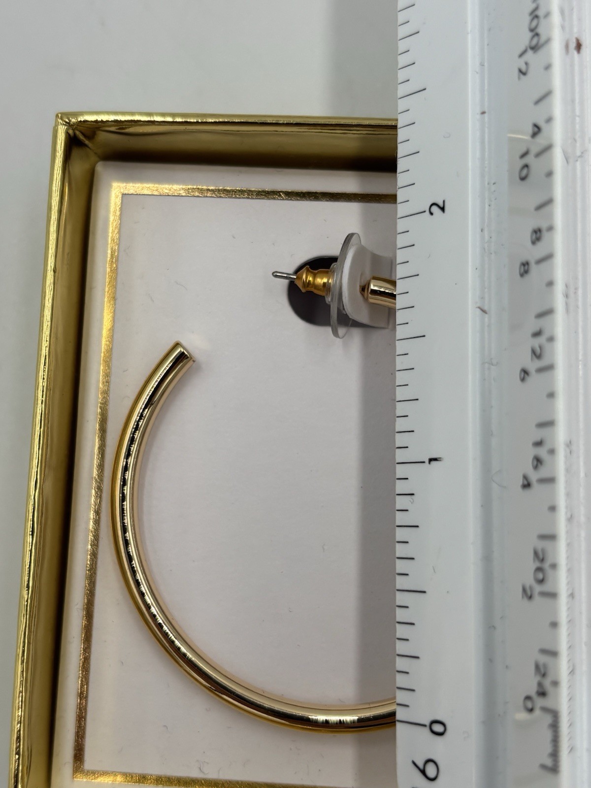 True To Form Hoop Earrings Solid Brass 2 1/8″ Diameter . New in Box