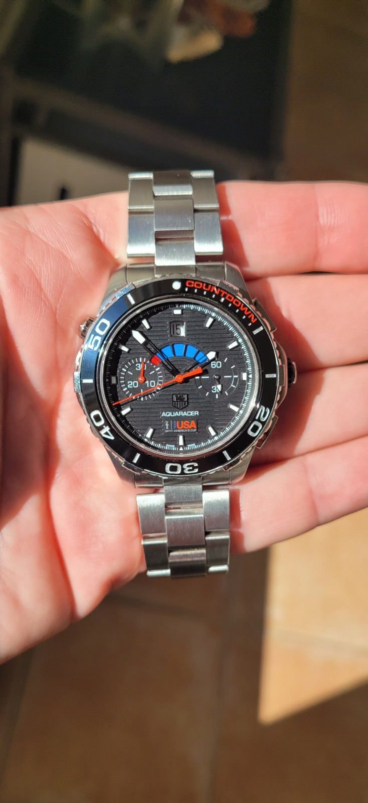 New Tag Heuer CAK211B Mens Aquaracer Automatic Watch Calibre Black Blue Team USA