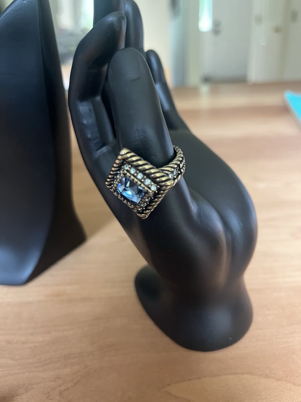 Heidi Daus Double Trouble Ring Size 8 Blue