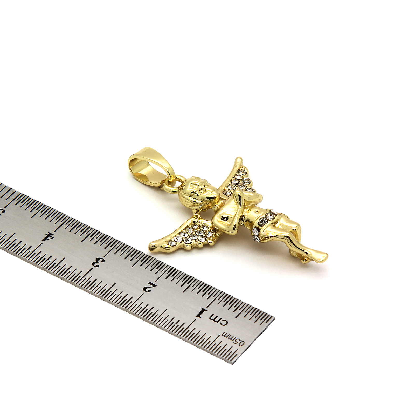 Men & Women Angel Pendant Cubic-Zirconia Gold Plated stainless steel Cuban 24″