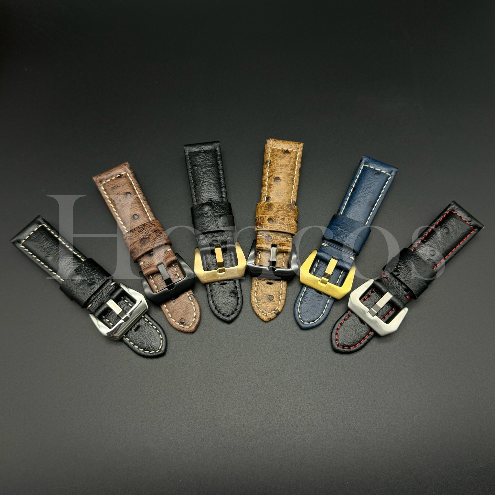 22 24 26 MM Ostrich Genuine Leather Watch Band Strap Fits for Panerai Sub