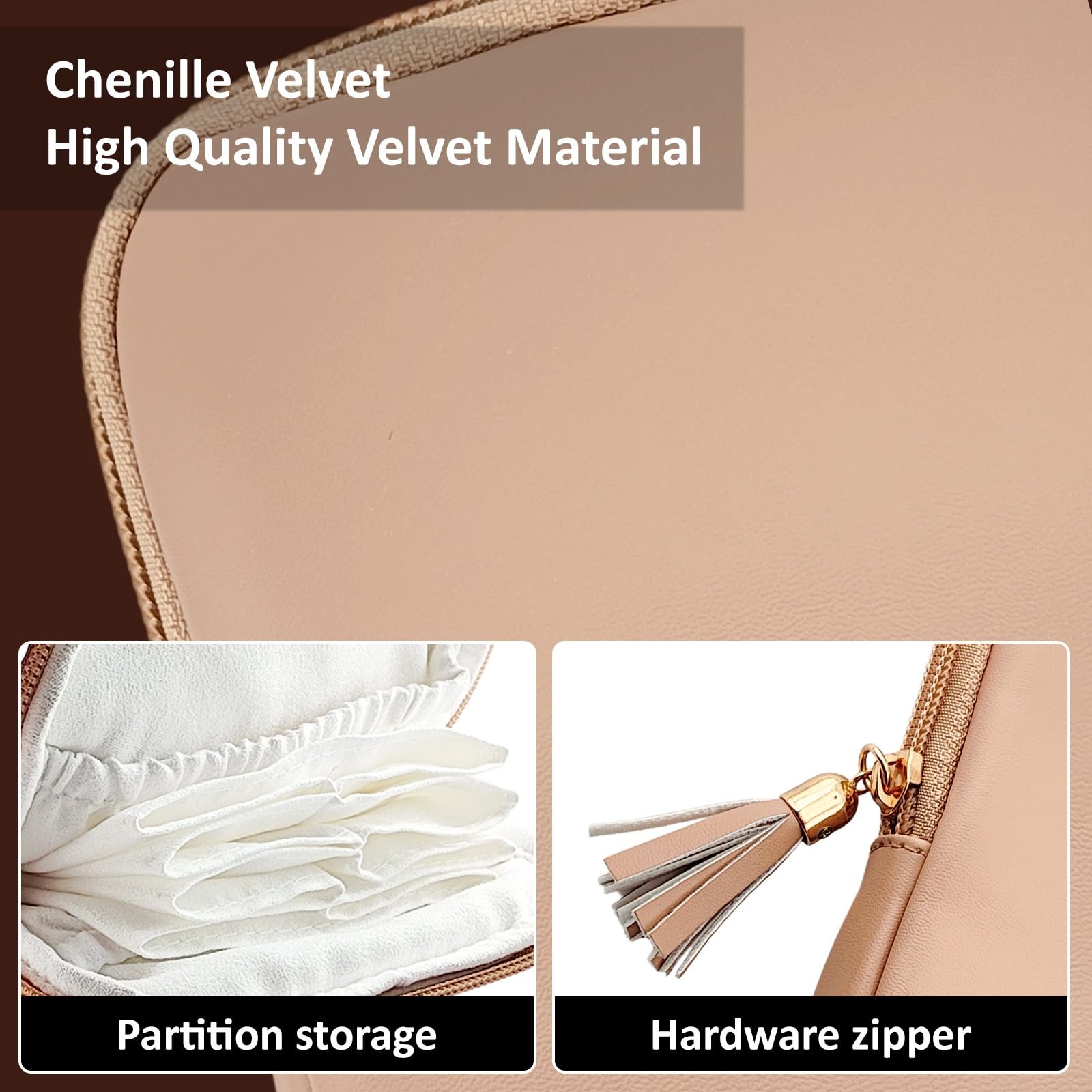 Mini Travel Jewelry Bag, Small Travel Jewelry Case with Zipper, Portable Velv…