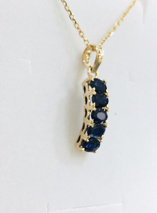14K Solid Yellow Gold Cluster Flower Pendant With Natural Marquise Sapphire1.35G