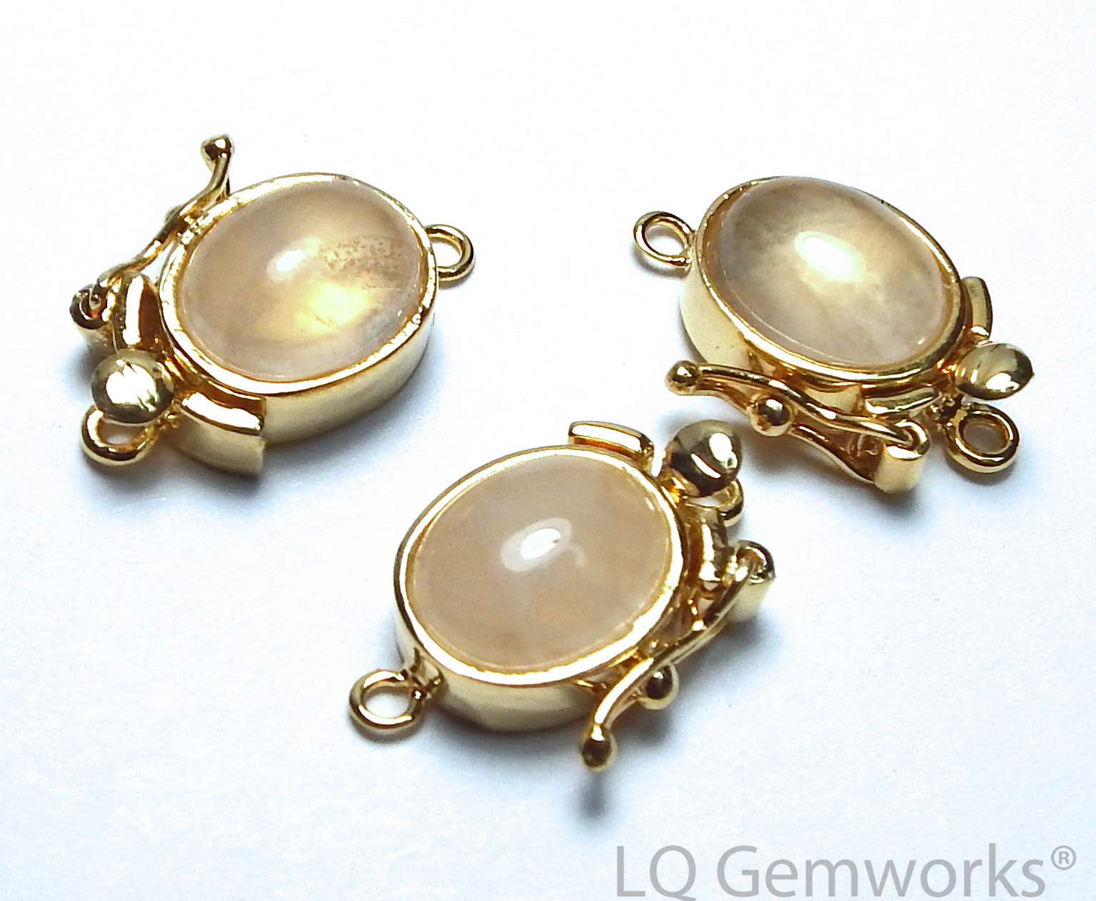 Gold Vermeil Box Clasp ROSE QUARTZ Pink 18mm Box Clasp 1 piece