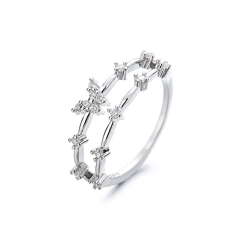 Dainty Double Layering Butterfly Ring in 925 Sterling Silver
