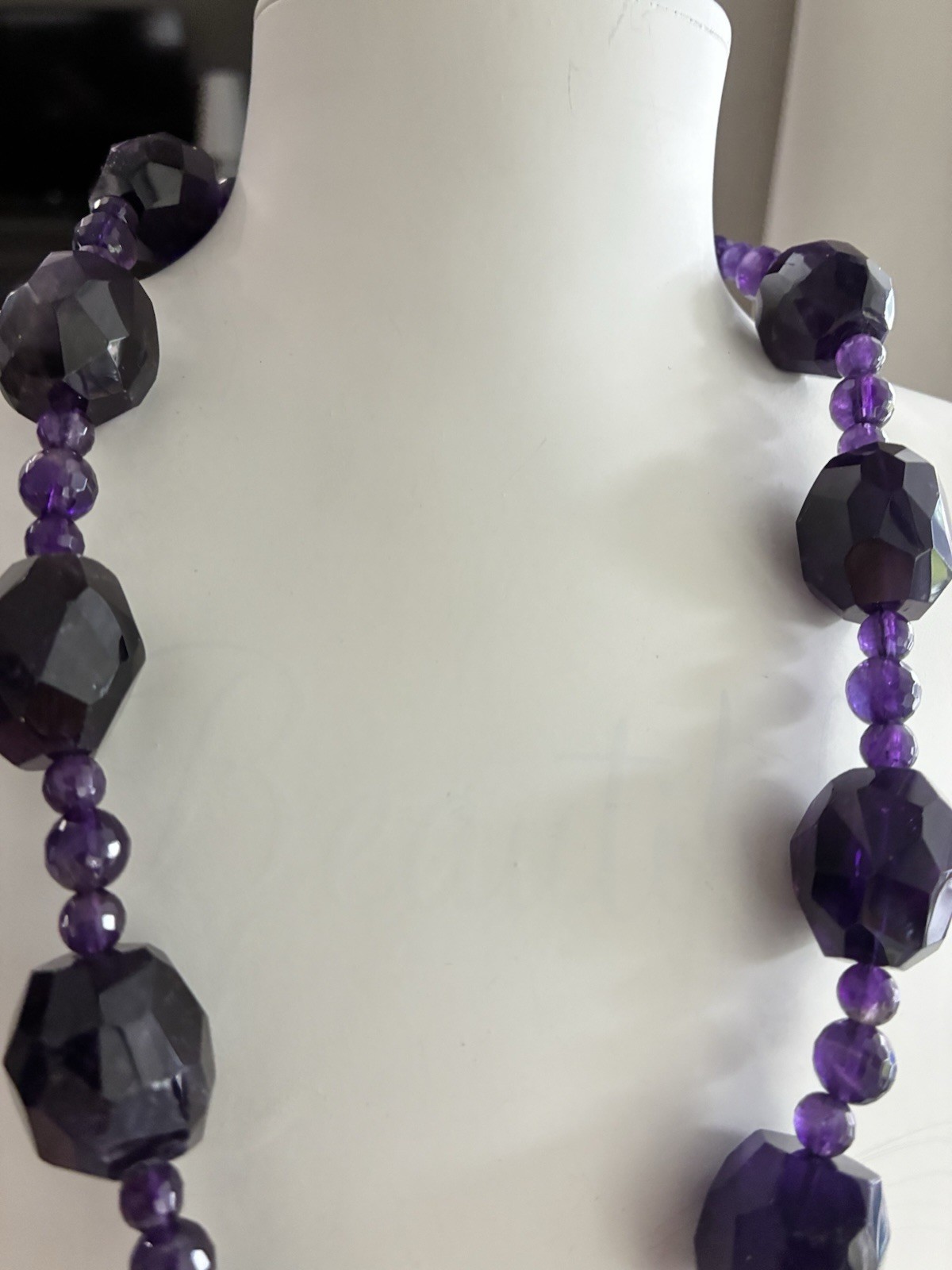 VTG 14K GOLD FILLED MASSIVE AMETHYST BEADED STATEMENT PENDANT NECKLACE 140g 20”
